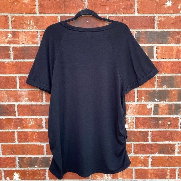 Gap Womens 2X Black Ruched Shide Wide Flare Sleeve Casual Dress - Picture 3 of 8